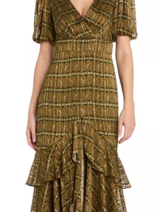 R&M Richards Dresses & Skirts - R&M Richards Black Gold  metallic Tiered Ruffle Gown dress Grecian look